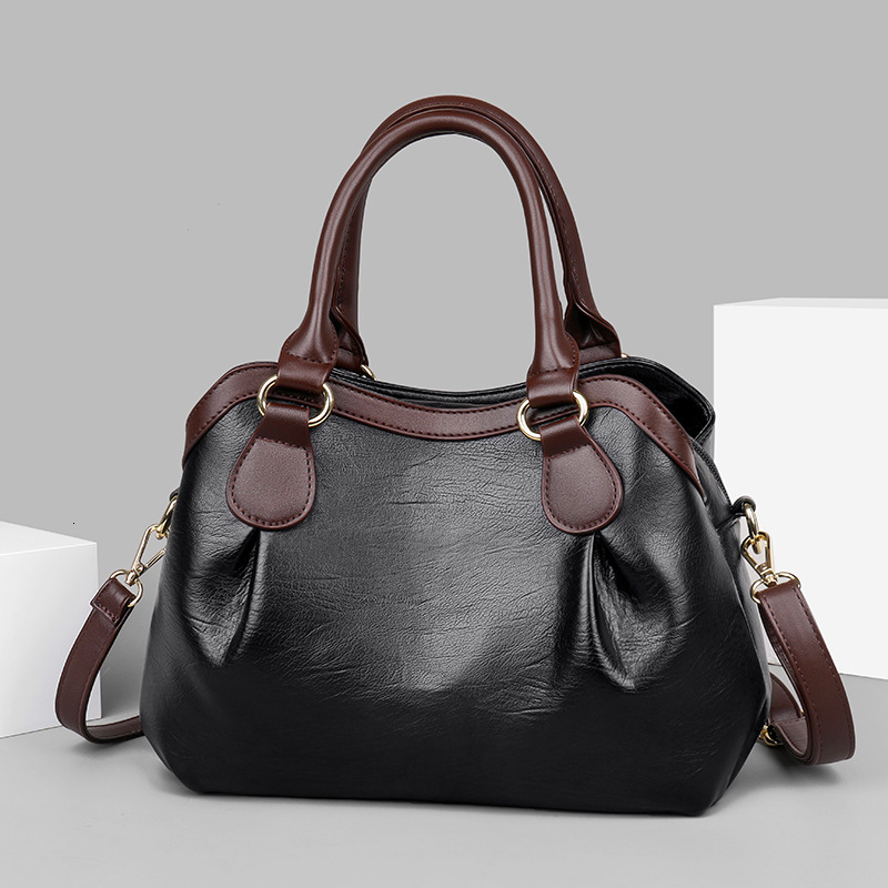 2025 New Large Capacity Tote Bag Women's PU Leather Handbag Middle-aged Commuter Crossbody Shoulder Designer Bag