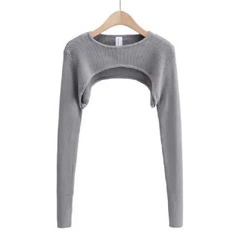 Y2k Aesthetic Clothes O-Neck Black White Sexy Haruku Knitted Tshirt 2024 T-Shirts Women Long Sleeve Crop Top Spring Autumn