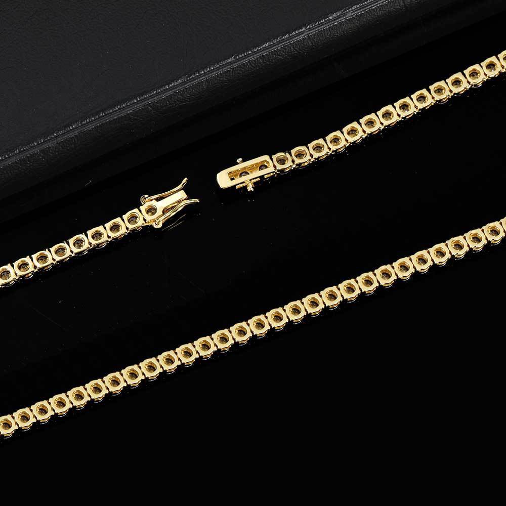 Stylish White Gold Finished Moissanite Tennis Necklace for a Hip Hop Flair Available in Various Carats (9mm & 10mm)