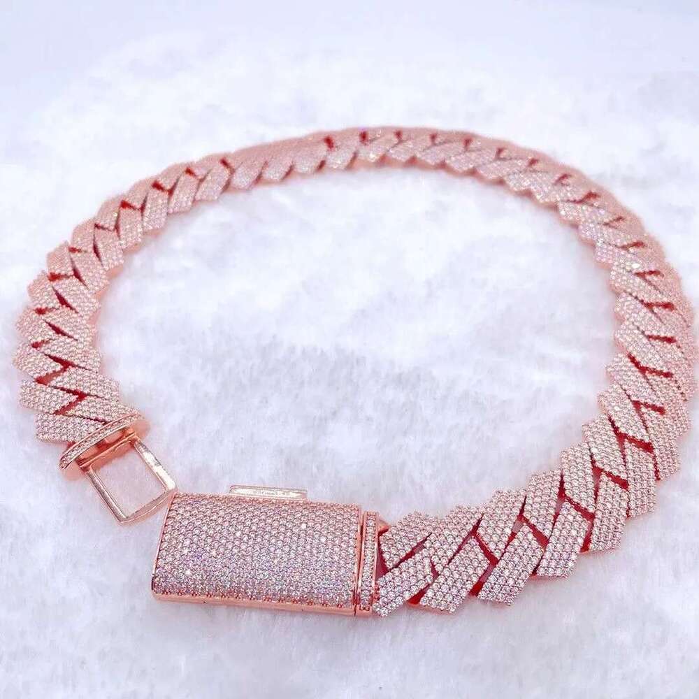 cuban k bracelet gold necklace 20mm Width 3 Row hop hip jewelry iced Out moissanite Hip-hop chain necklaces designer gift jewelery chains for men