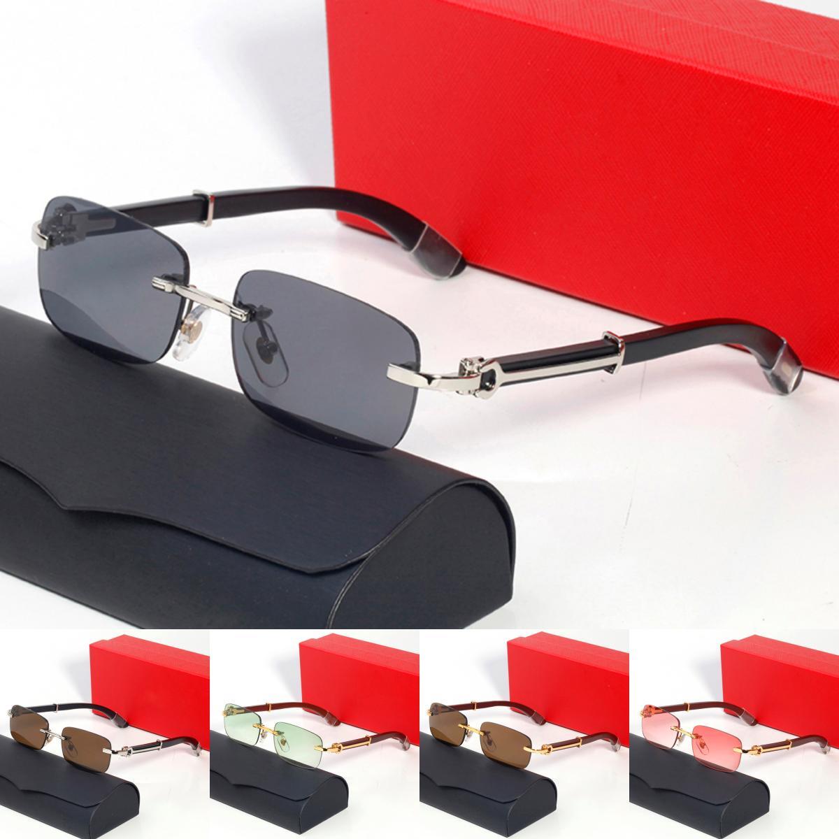 Mens Designer Glasses Sunglasses Woman Brand UV400 Gold Silver Metal Rimless Frame Black White Wooden C Decor Eyewear Transparent Eyeglasses Occhiali