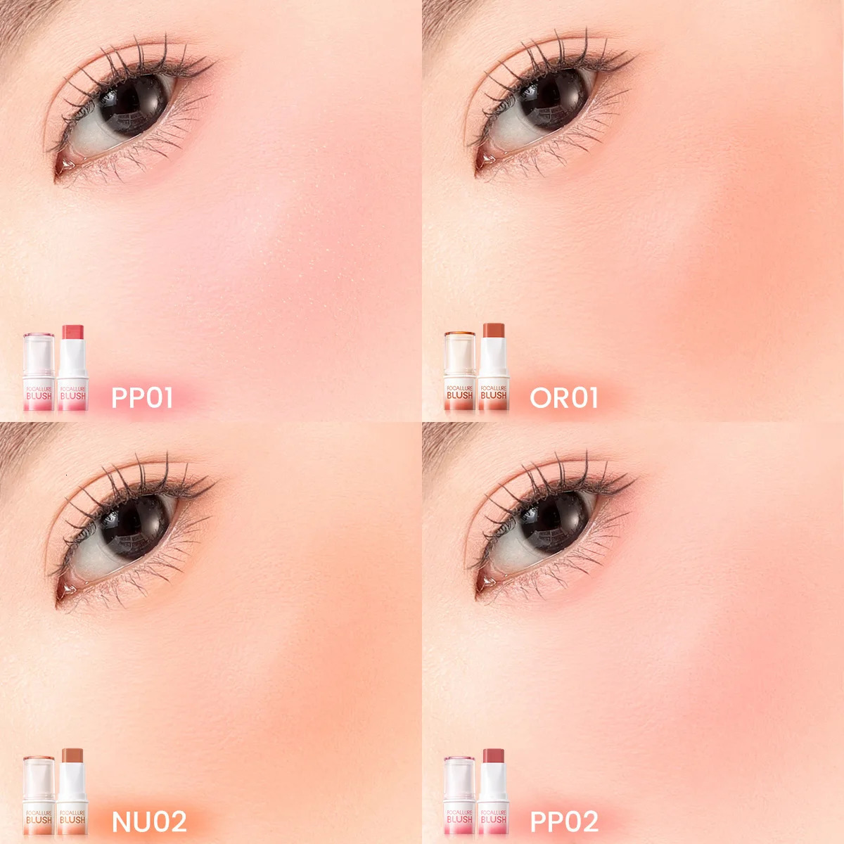 FOCALLURE waterproof powder blusher stick durable 3 in 1 matte eye shadow lipstick Highlighter cosmetics for women 250325