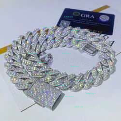 Custom Vvs Moissanite Dia Cuban k Chain Ice Out 18mm Hip Hop Men Jewelry Pendant Necklace Miami