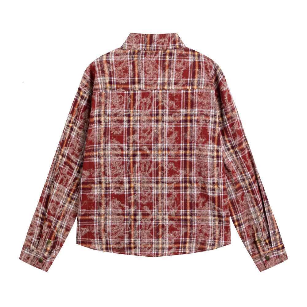 Pocket Plaid Long Sleeve Mens Spring High Street Loose Lapel Single Breasted Cotton Shirts Men