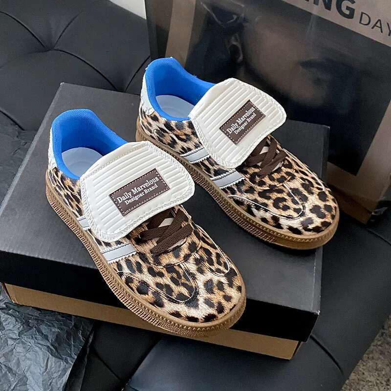 Women Vulcanize Design Leopard Print Trends Casual Sneakers Women Skateboard Shoes feminino