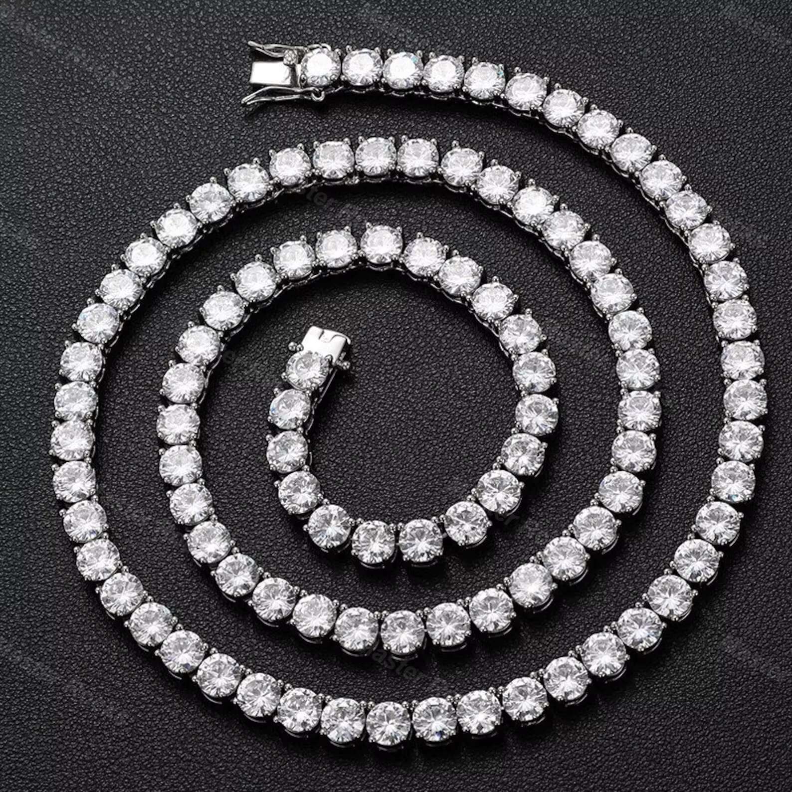 Hip Hop Diamond Necklace Shinning 925 Sterling Silver 6.5mm Flawless D Color VVS Lab Diamond Moissanite Tennis Chain