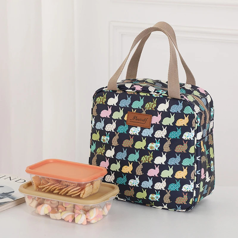 Portable large capacity insulated lunch bag waterproof cloth handbag box outdoor carrying picnic 250401