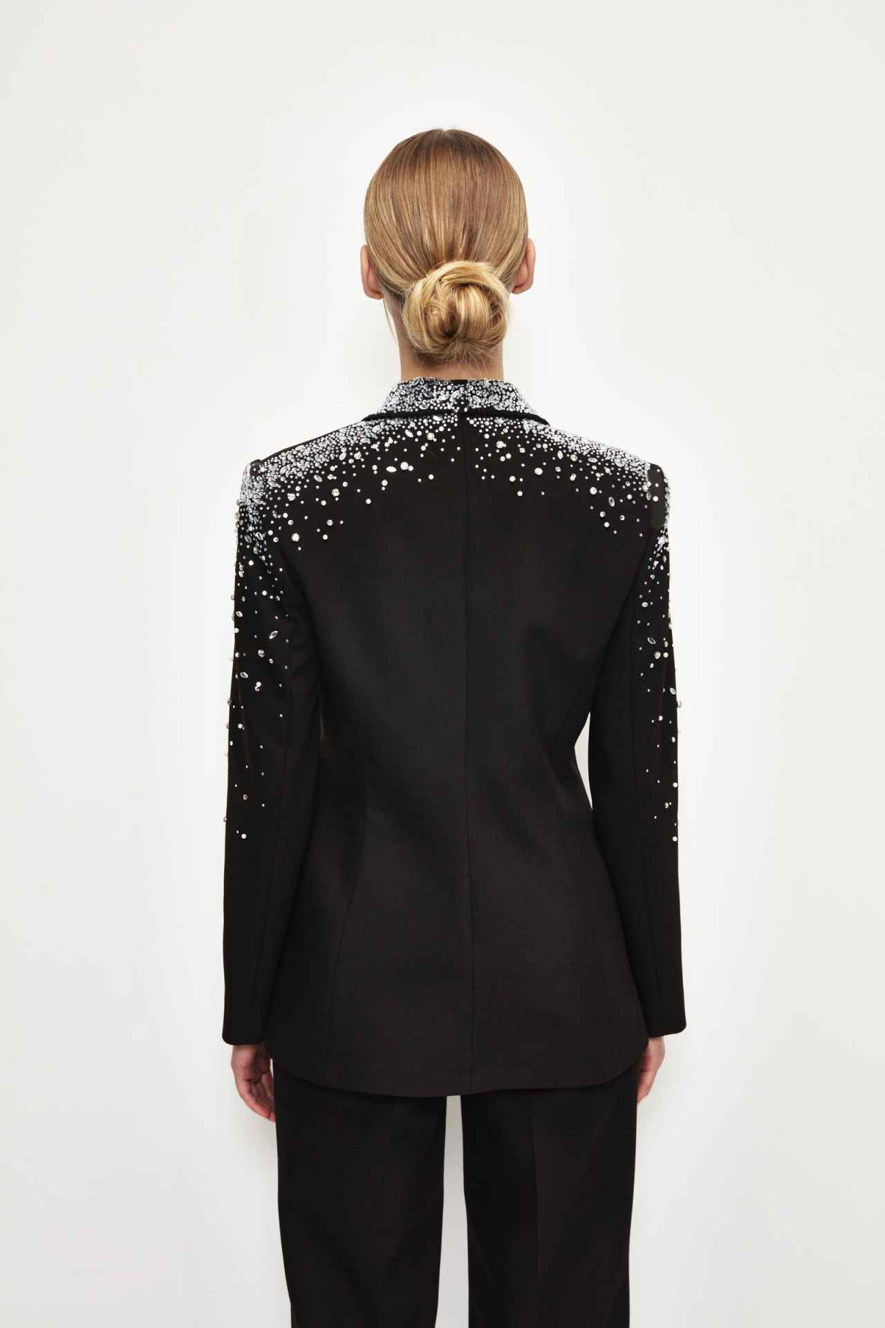Fashion Style Mother Suits Shawl Lapel Diamonds Beaded Women Business Blazer Double Breasted Jacket Pants Business Wear Ladies Suit Customized High Qu