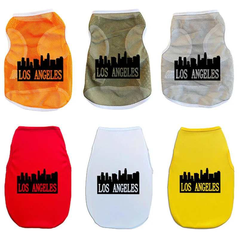 S-2Xl Los Angeles Pattern Pet Print Dog Vest Comfortable Breathable Mesh Vest Dog Clothes 250407