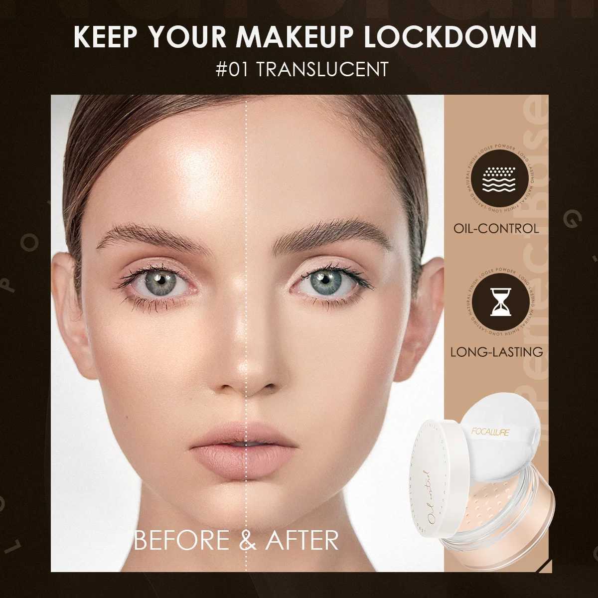 FOCLARURE Oil Control Matte Loose Powder Waterproof Cardless Transparent Silk Smooth Facial Makeup Set Powder CosmeticsXJ250407