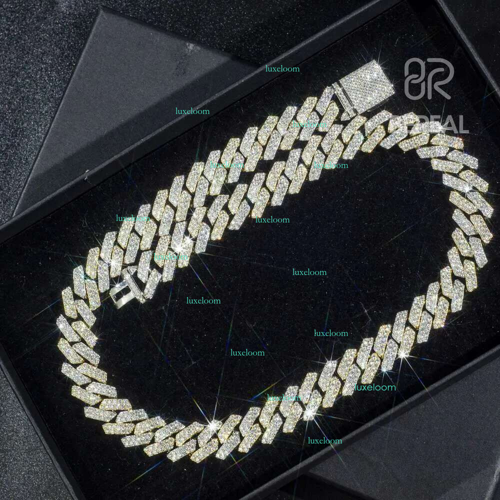 Custom Iced Out Sterg Pendant Moissanite Dia Designer Fashion Necklaces Sier Miami Cuban Chain GRA 14mm 2 Rows Gold Hip Hop Necklace Jewelry for Men