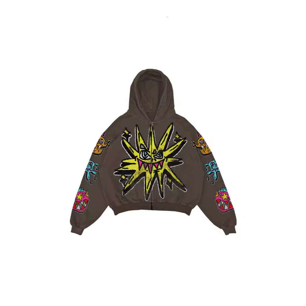 Cartoon print Y2K unisex loose pullover hoodie