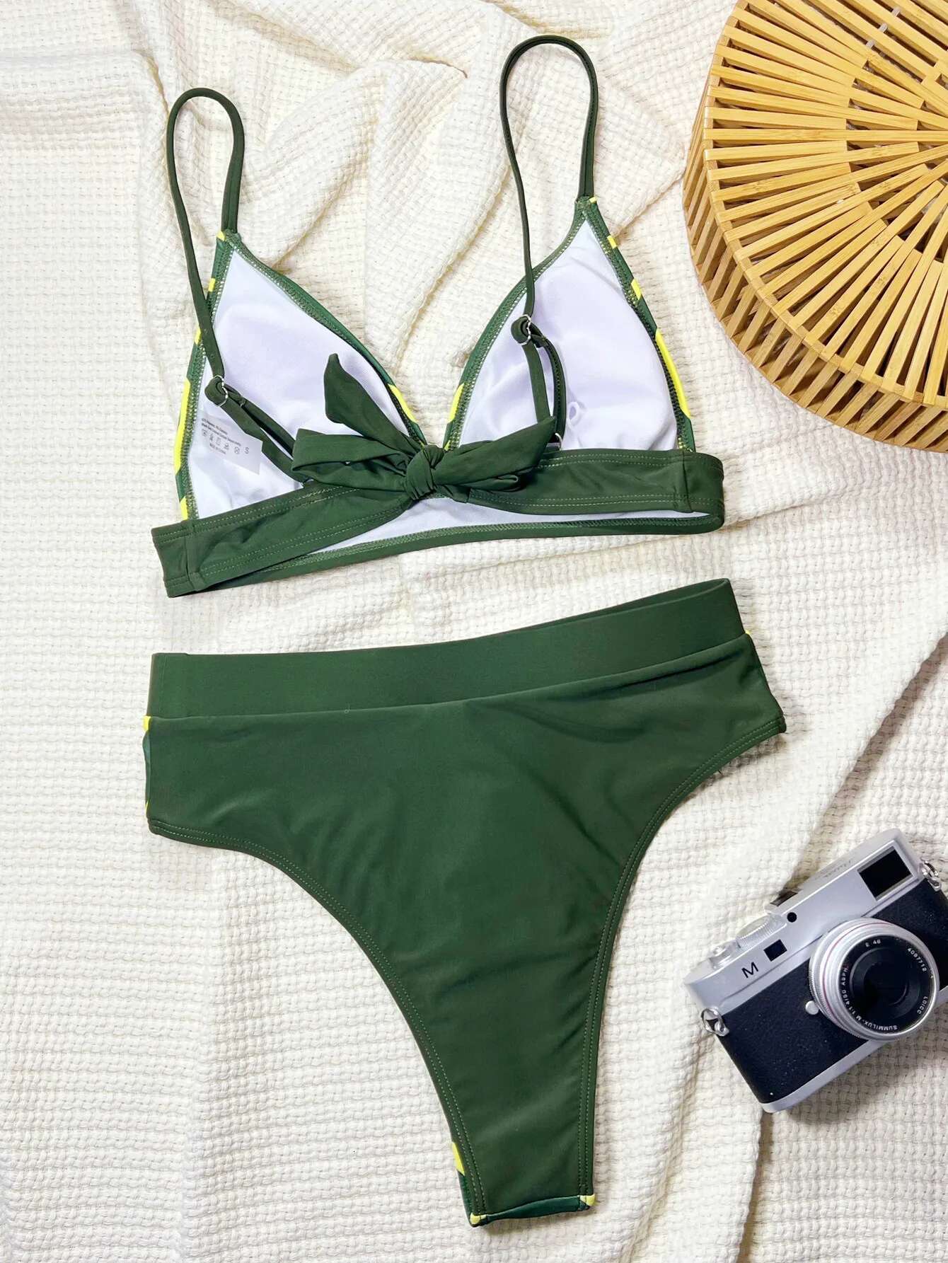 Dongdumaoyi Sexy Green Floral Print Women Swimsuit Halter Push Up Bra High Waist Bikinis Sets Summer Bathing Suit Holiday Swimwear