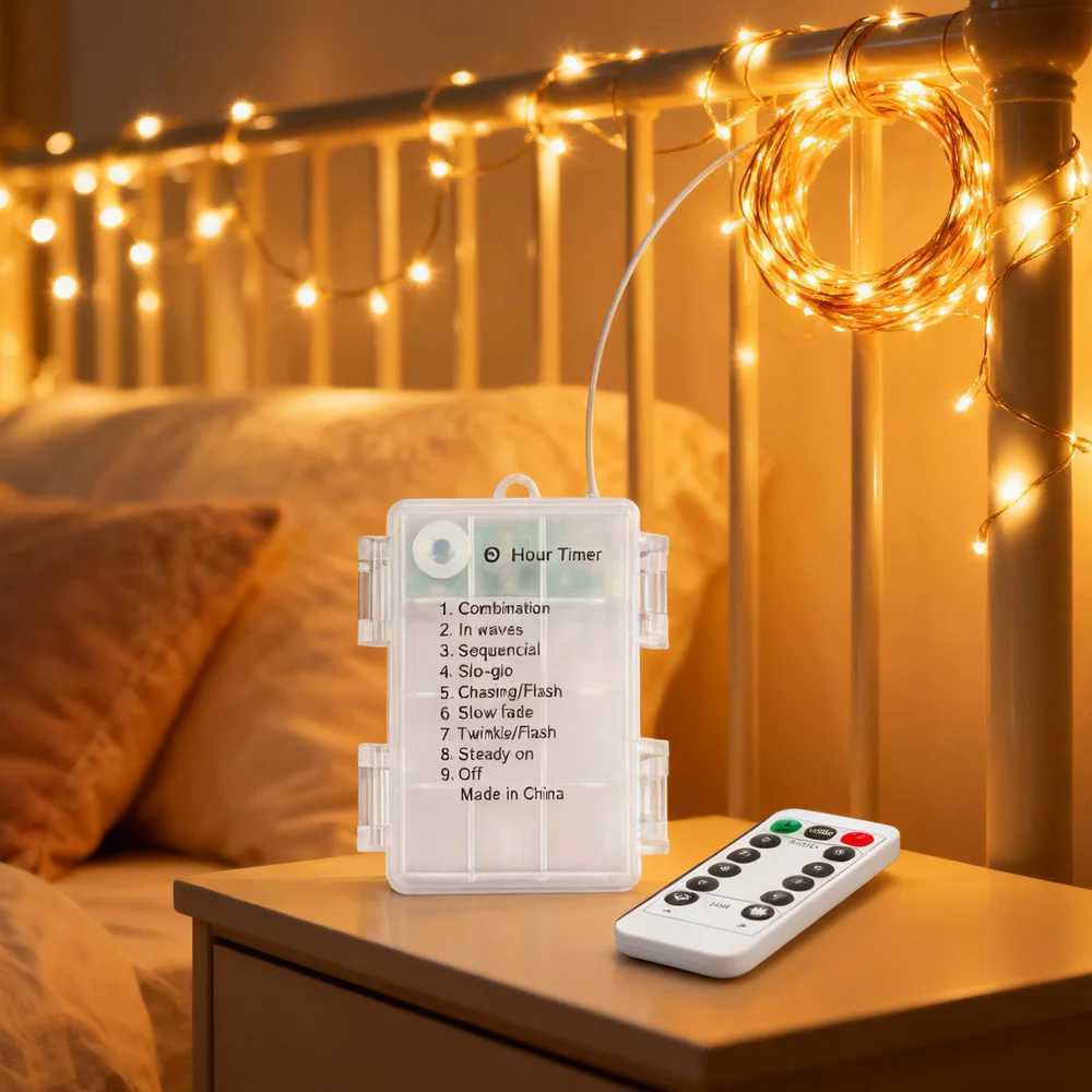 Led Copper Wire String Lights 3AA LED 8 modes Waterproof Garland DIY Fairy Lights Christmas Wedding Party Decoration Lighting W251107