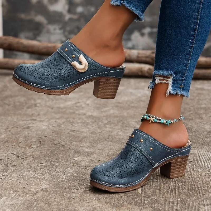 Shoes 2024 Sgbacks Women's High Heels Fashion Metal Decoration Dress Pumps New Plus Size Solid Slippers Women