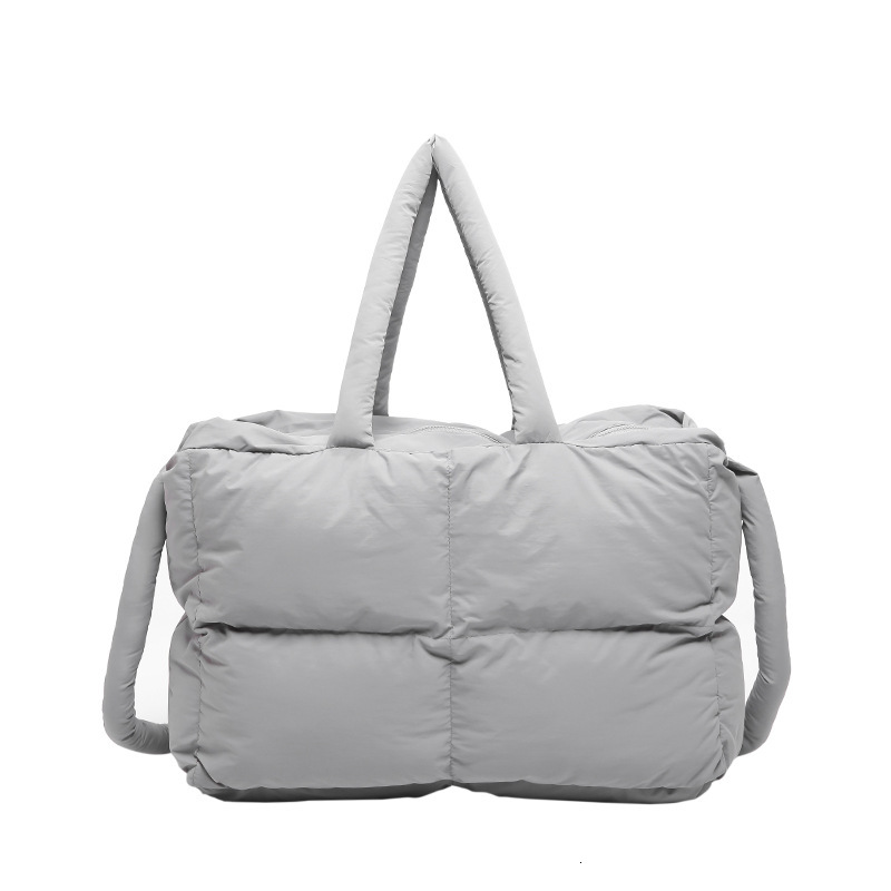 2025S Designer Women S Bag Solid Color Single Shoulder Down Cotton Jacket Women S High End Feeling New Student Tote Bag Hand Held Large Capacity Cloud