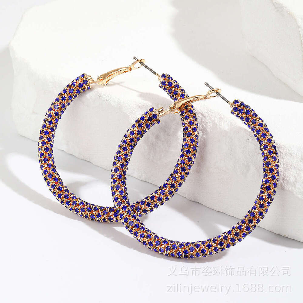 5.5cm Starry Sky Dia Copper Claw Chain Welding C-shaped HOOP EARRING Earrings