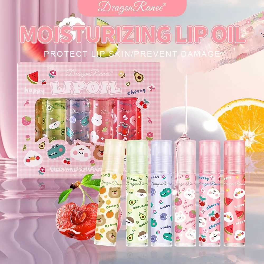 Dragon Ranee 6pcs/set Transparent Colorless lipstick Cute Fruit Cartoon lipstick Moisturizing Roller lipstick Set W250407