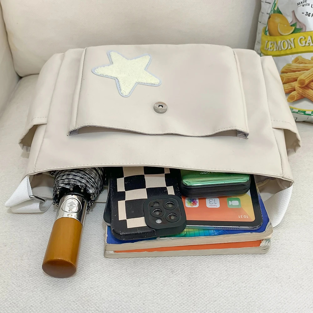 Women Star Pattern Y2k Messenger Bag Casual Tote Lady Simple Large Capacity Shoulder Bag Girl Travel School Bookbag Handbag250403bj