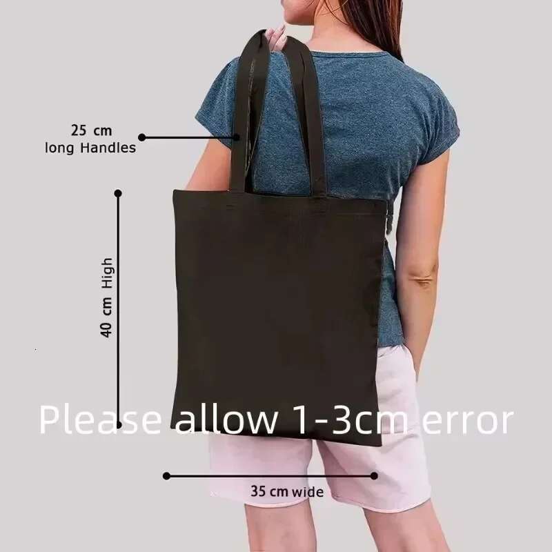 Printed Canvas Cat Tote Haruku Shoulder Shopping Bag Women Cute Kitten-Themed Eco-friendly Handbag