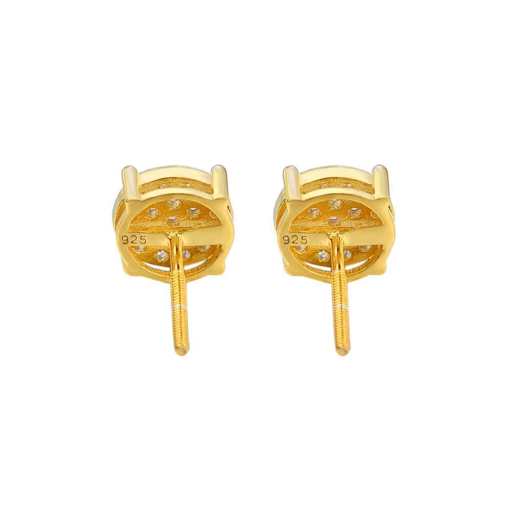 Wholesale Hip Hop Jewelry Ice Out Cubic Zirconia Diamond 925 Sterling Silver Gold Plated Stud Earring for Men