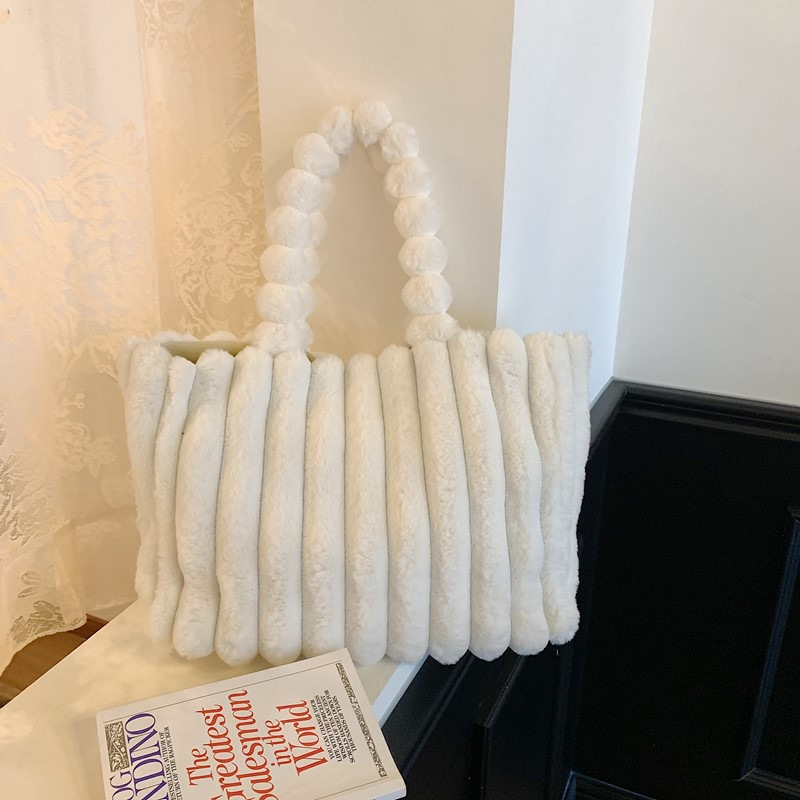 Ins Autumn/Winter New Plush Bag Fashion Versatile Plush Bag Large Capacity Tote Bag Handbag Shoulder Bag Women's Bag