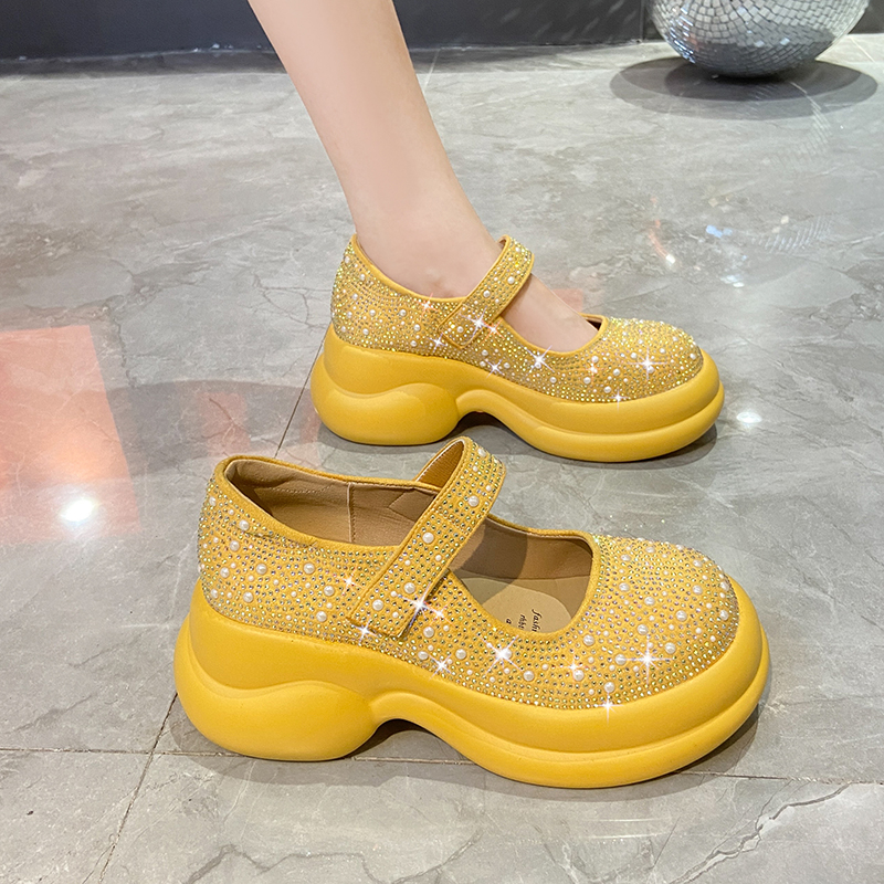 2025 Summer New Casual Platform Shoes Sparkling Diamond Luxury Sneakers Explosion Velcro Mary Jane Women's Sandals Luxury designer Beach Sandals