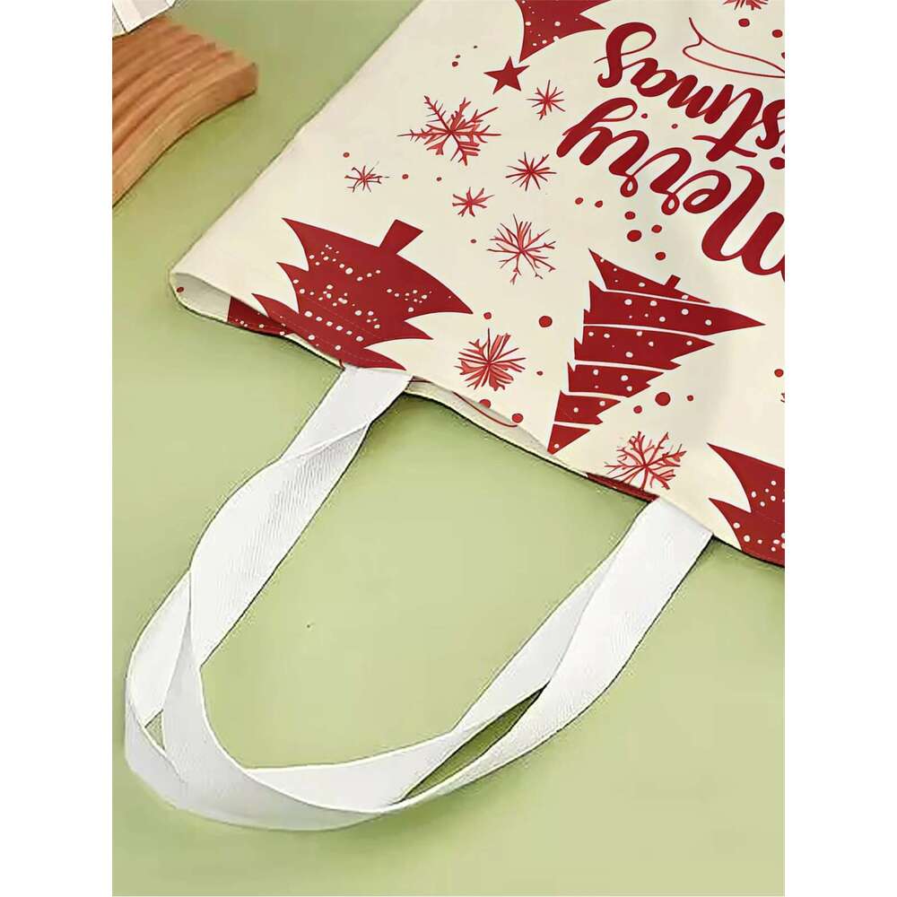 graffiti reusable 1pc,Christmas fashionable multifunctional handbag, printed canvas shopping bag handbag,