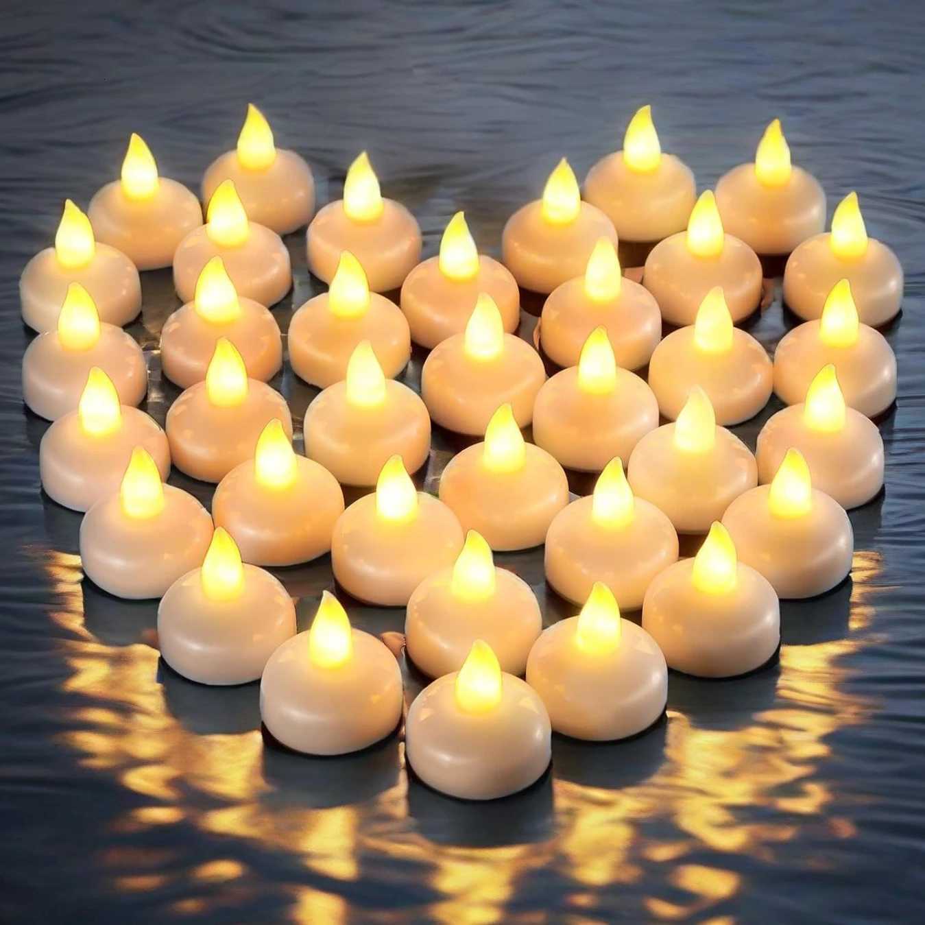 LED Floating Candles Flameless Flickering Waterproof Tea Lights Candles for Bathtub Swimming Pool Vase Valentine Christmas Decor W251107