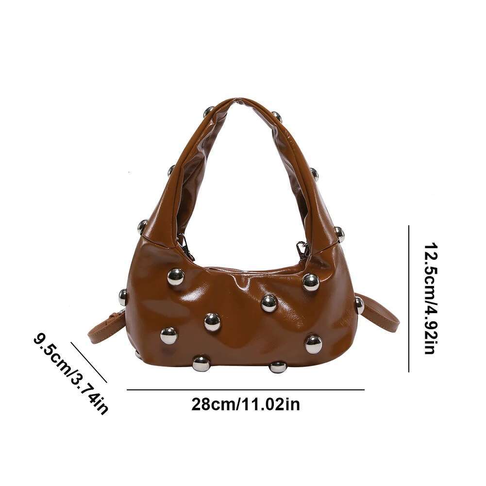 Personalized PU Rivet Fashion Shoulder Bags Solid Color Crossbody High-End Women Handbag Brand Satchel Small Tote Bag