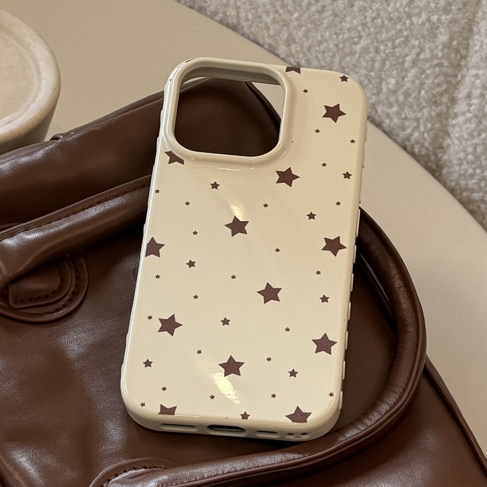 Full Screen Scattered Stars Solid Color Phone Case Compatible with iPhone 17/16 Pro Max Simple Protection iPhone 15/14