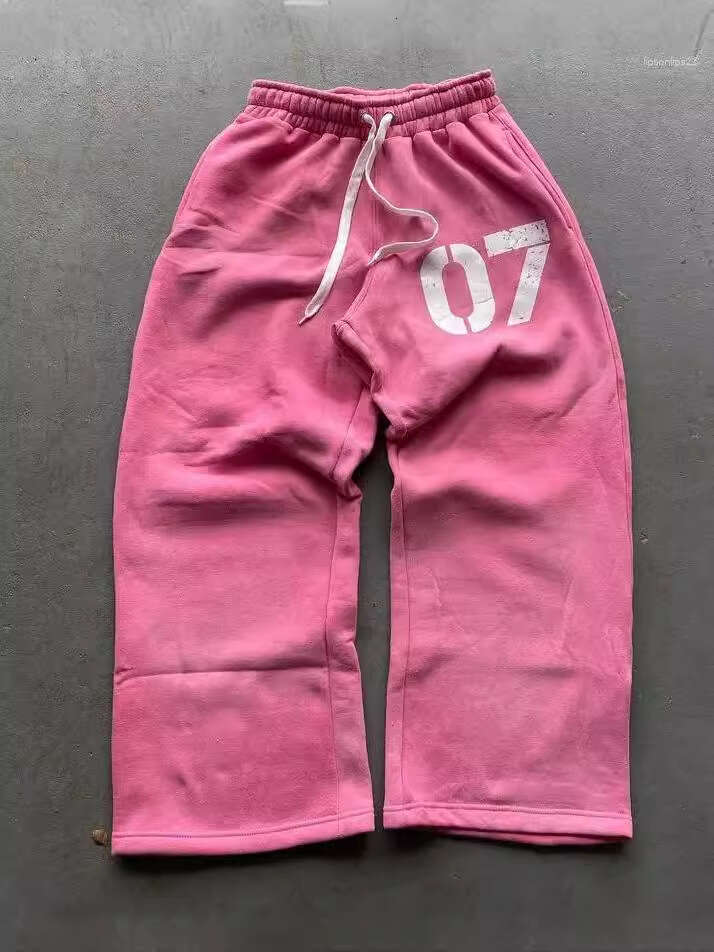 fashionable letter printed long with elastic waistband loose fit mens and womens trendy brand sanitary pants gift for man