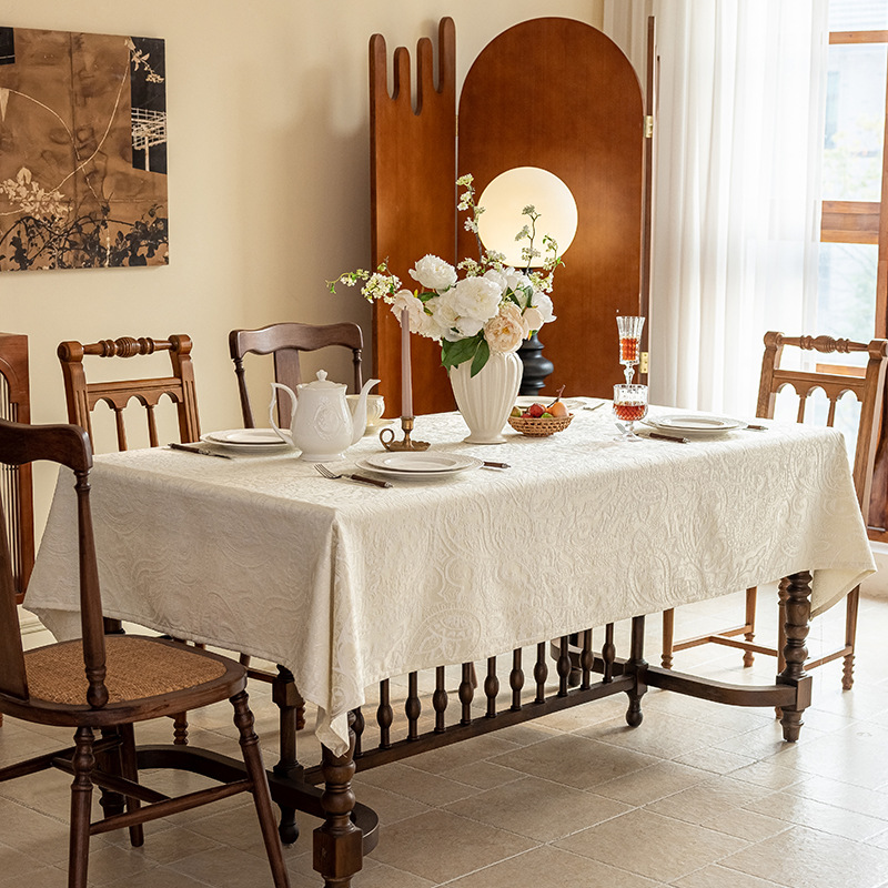 Retro dining table tablecloth jacquard waterproof atmosphere tablecloth hotel homestay desktop cover cloth 8GPZ01