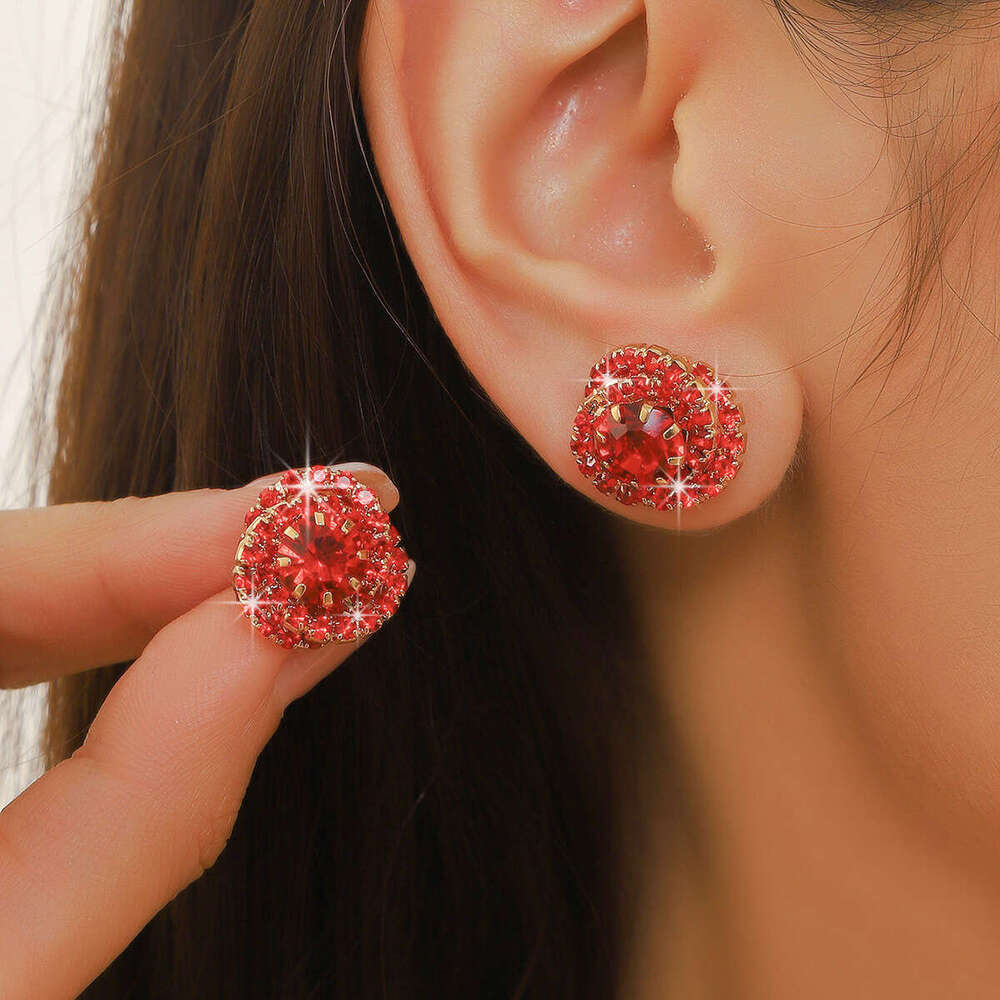 Earrings High grade Small fragrance Delicate small Zircon surround welding copper claw chain rhie earrings