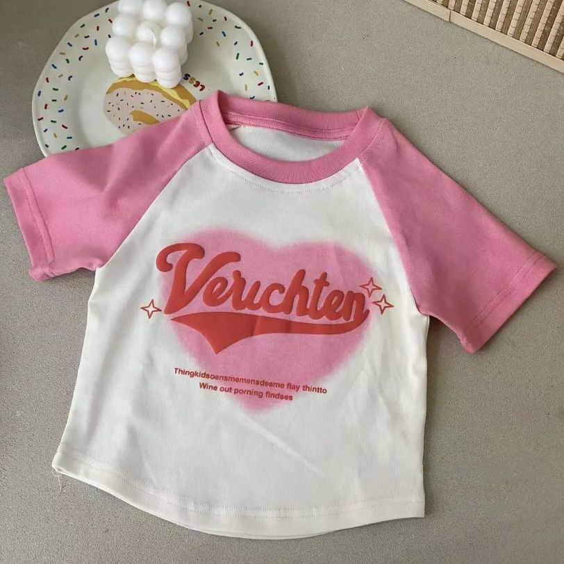 Ddmyshoesvip Buy 1 and send 1 Summer Dress Girls Short Sleeved T Shirt Korean Edition Cute Printed Cartoon Off Shoulder Children S Stylish Versatile T