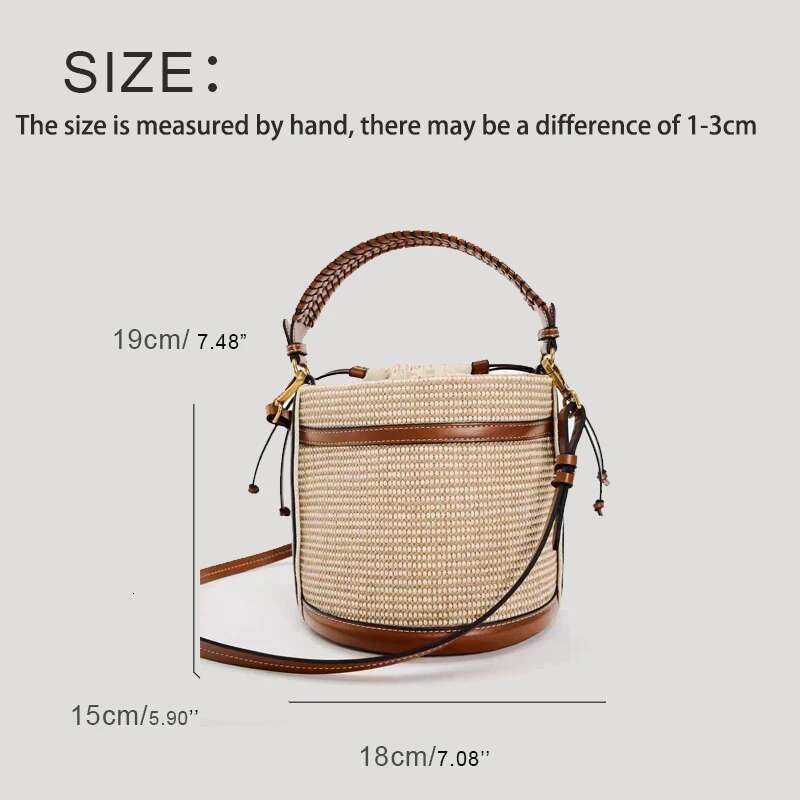 Women's Niche Design 2024 Environmentally Friendly Woven Light Handbag Versatile Shoulder Bucket Bag Vegetable Basket