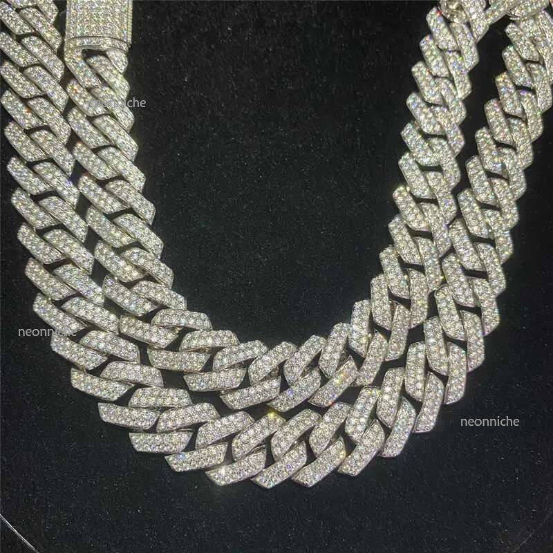 High quality Iced Out Vvs Bracelet Sier Bg Moissanite Dia Cuban k Chain Hip Hop Men Jewelry Necklace jewelry party Gift