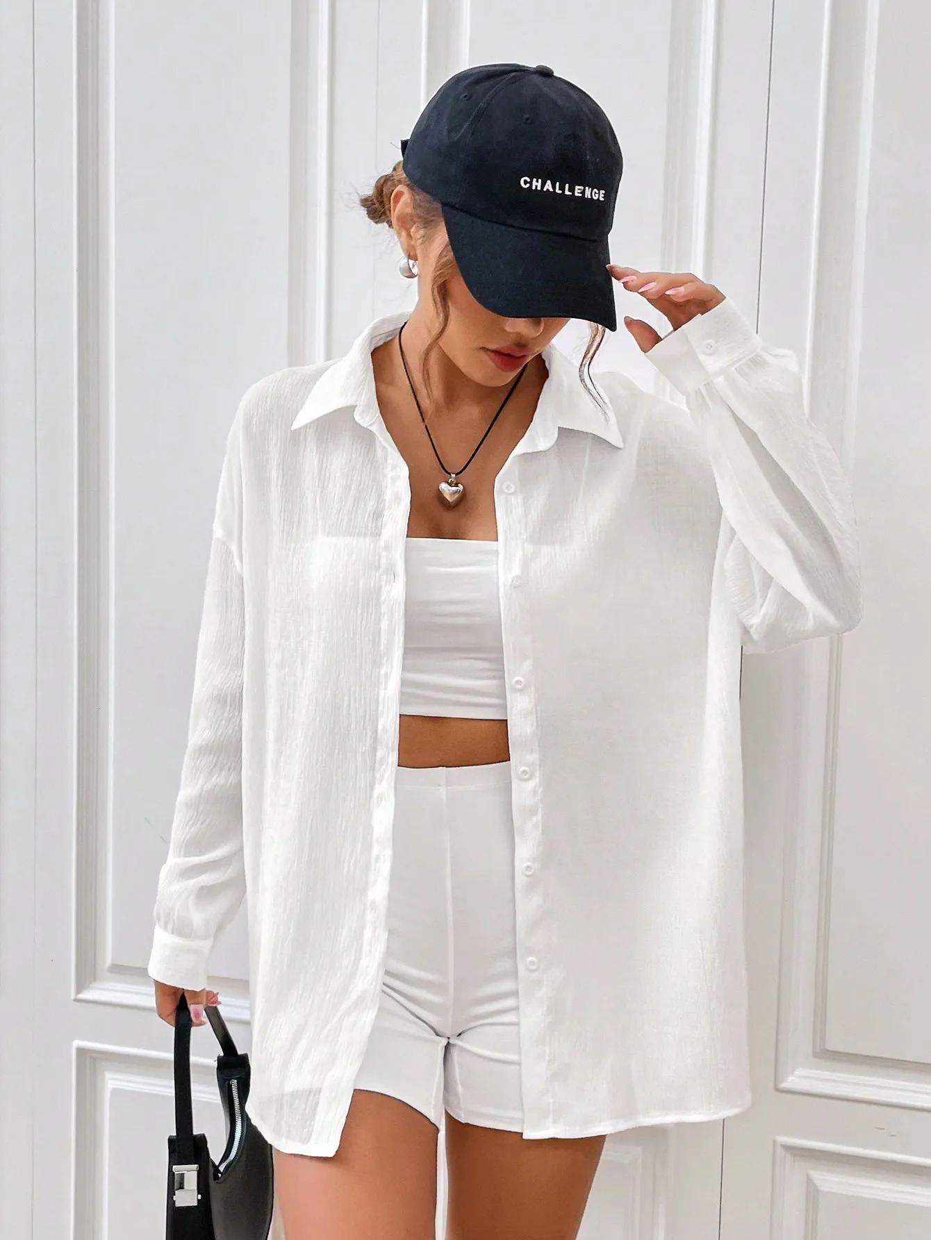 Womens Autumn Solid Color Collar Comfortable Button Down Shirt Sun Protective Clothing Lightweight One Piece 250407