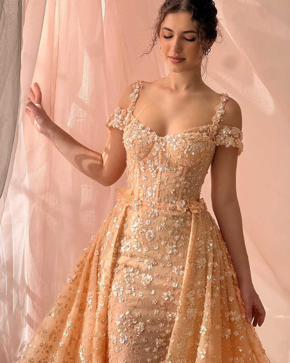 Gorgeous Prom Dresses Beads Sequins Off The Shoulder Floor Length Custom Made Plus Size Party Evening Dress Formal Special Occasion Vestido De Noite