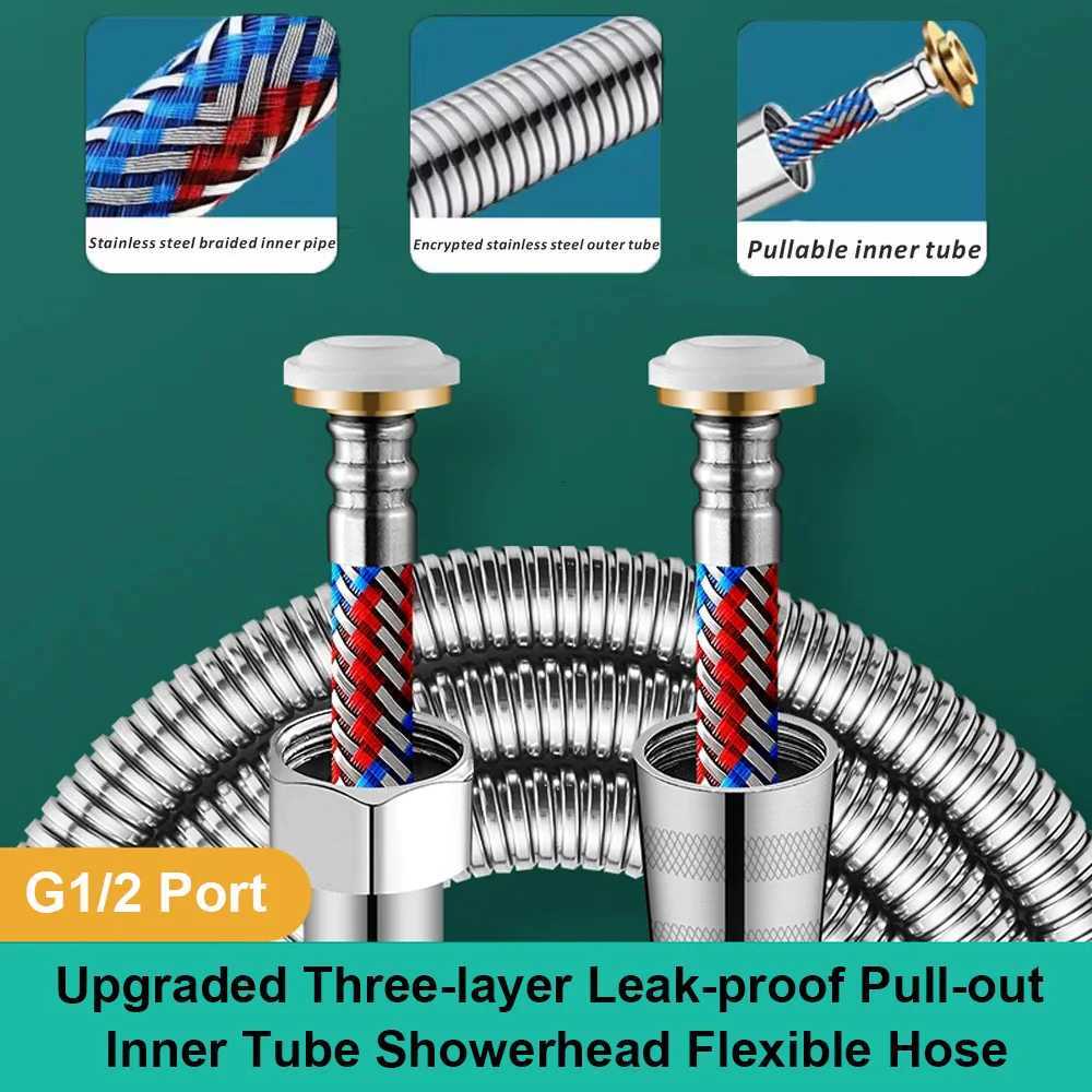 Upgraded 15/2/ SUS 304 ible Shower Hose Long Bathro Shower Pipe Extension Water Pipe Pl Pipe Bathro Accessories Y251107