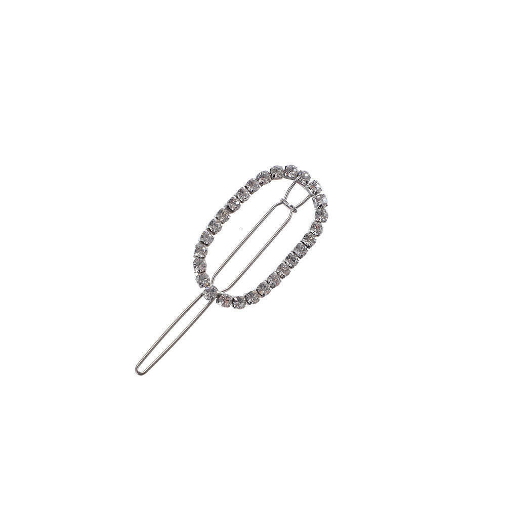 New Korean version rhinestone with diamond inlay, personalized trend, fashionable hair clip, alloy geometric elliptical hot edge clip