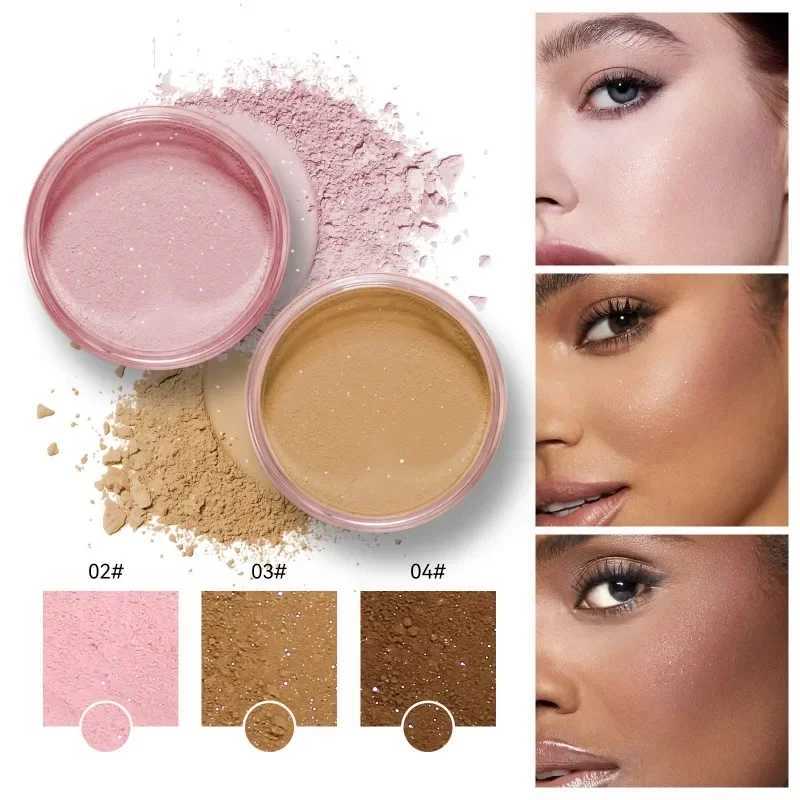 Matte loose powder transparent makeup set powder mineral shrinkage hole waterproof oil control finish bright cosmeticsXJ250407