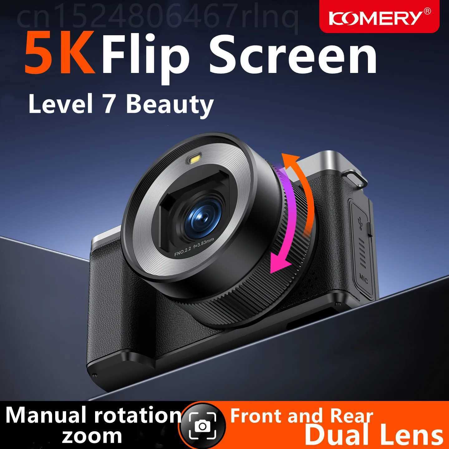 Digital Camera CCD Front and Rear Dual Lens Portable Digital Camera 18X Zoom 5K Vintage Vlog Video Recorder 80MP Selfie CamerasW251107