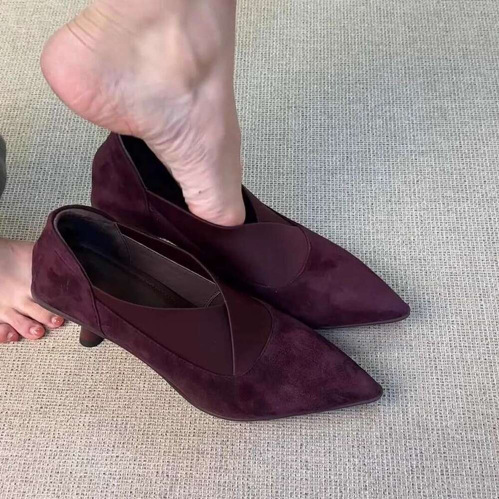 35-42 Plus Size Designer Shoe Suede low Heel for Women 2025 Autumn Winter New kitten heels Pointed Toe Shoes
