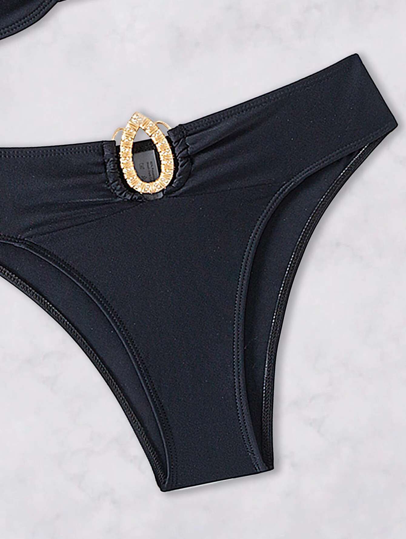 Dongdumaoyi Sexy Bandeau Bikini Women Luxury Black Rhinestones Push Up High Waist Swimsuit Summer Bathing Swimming Suit Pool Swimwear