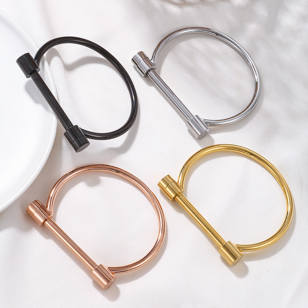 Hot selg Instagram fashion multi-color non fading bracelet, horseshoe stainless steel D-shaped bracelet