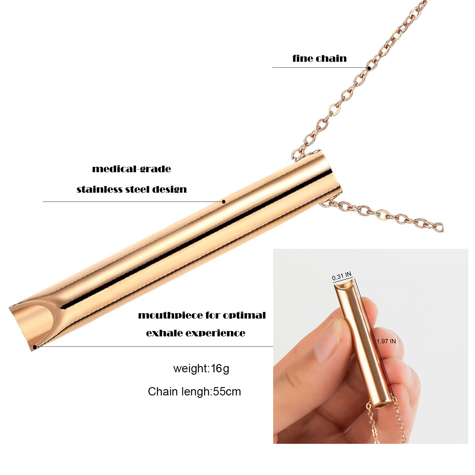 Hot selg stainless steel relieves anxiety, mind breathing tools, meditation, relaxation, calmness, three-dimensional engraved necklace