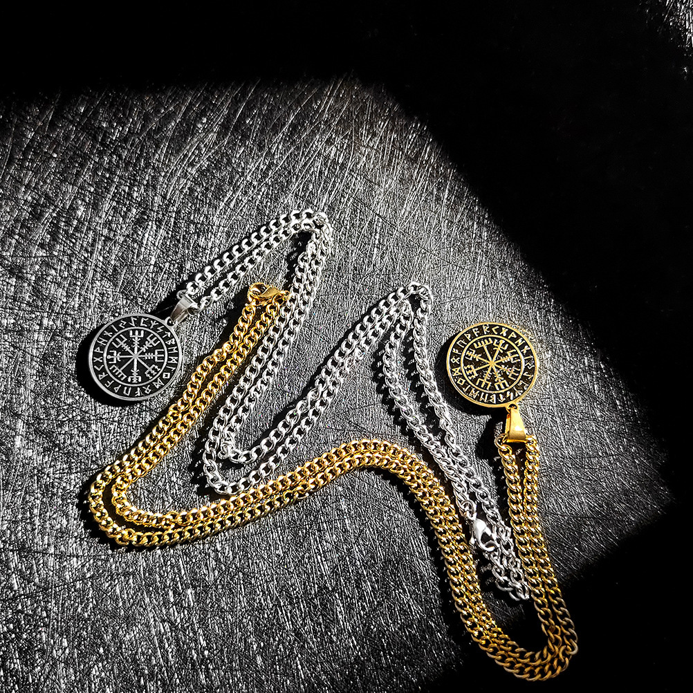 Hot selg Nordic Mythical Stainless Steel Pendant Viking Pirate Compass Men's and Women's Jewelry Talisman
