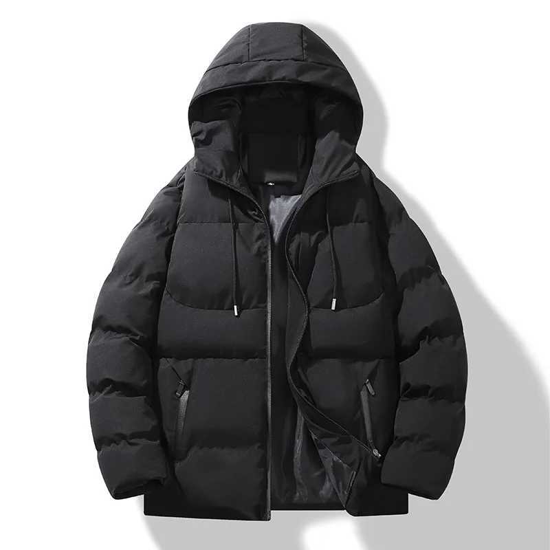 Autumn/Winter Fleece-Lined Cotton Padded Coat Mens Warm Hooded Puffer Jacket Casual Trendy Loose-Fit Versatile Couple CottonT251107