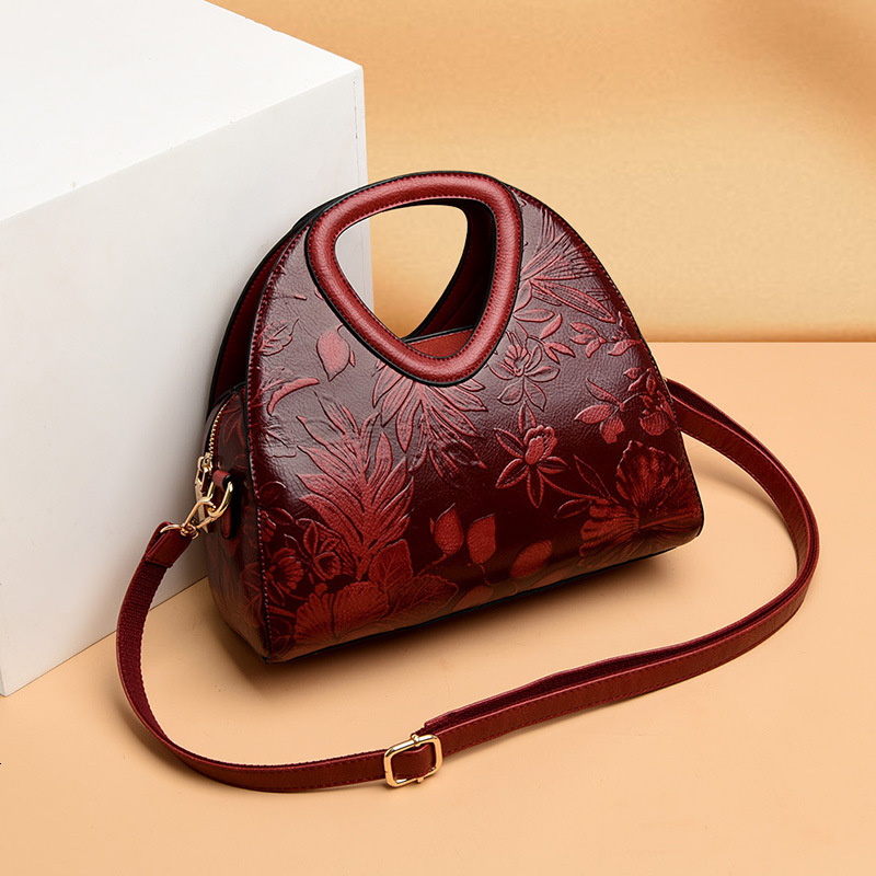 Ethnic Style Handbag Women's Retro Fashion PU Leather Dumpling Bag Single Shoulder Crossbody Designer Bag
